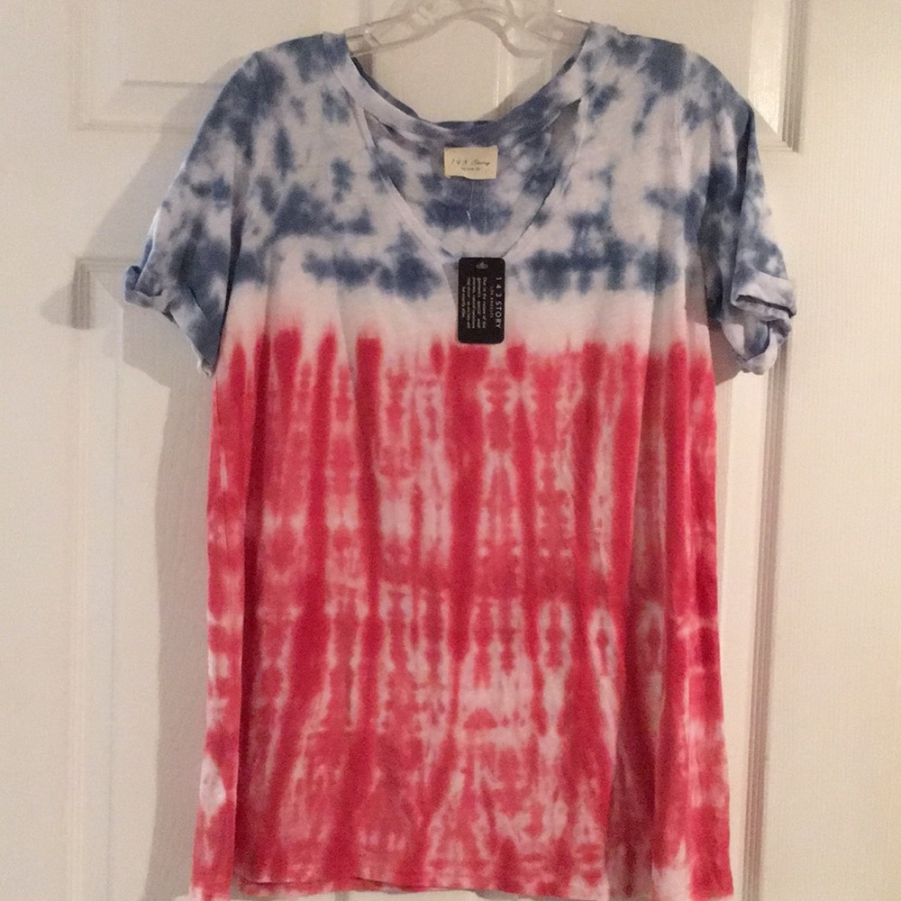 Boutique tee - Tie dyed red white and blue